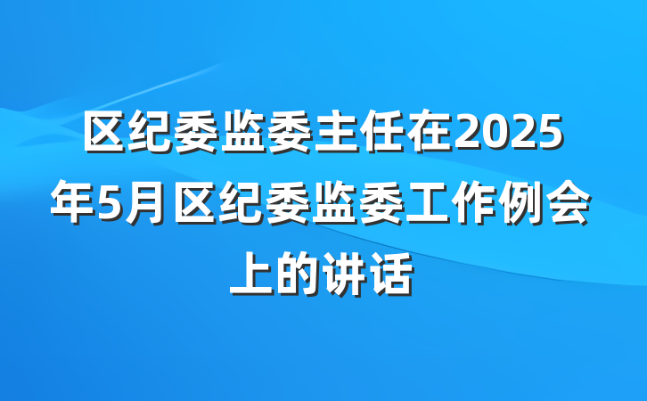 区纪委监委主任在2025年5月区纪委监委工作例会上的讲话