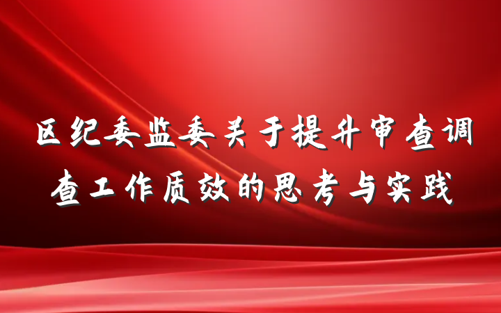 区纪委监委关于提升审查调查工作质效的思考与实践