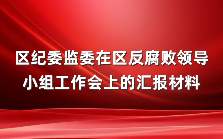 区纪委监委在区反腐败领导小组工作会上的汇报材料