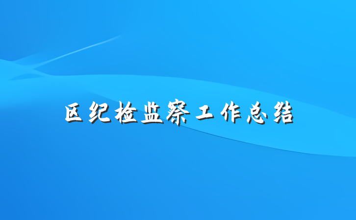区纪检监察工作总结