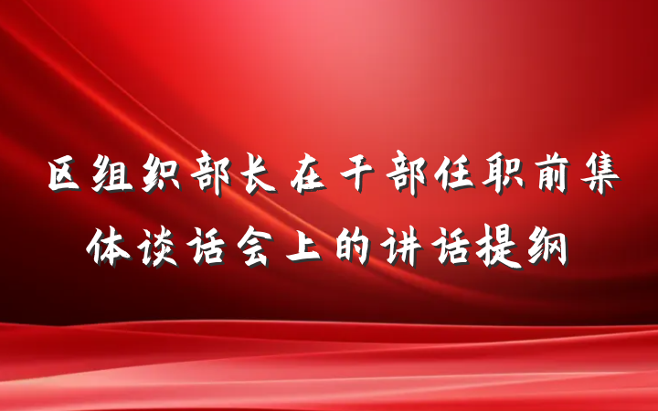 区组织部长在干部任职前集体谈话会上的讲话提纲