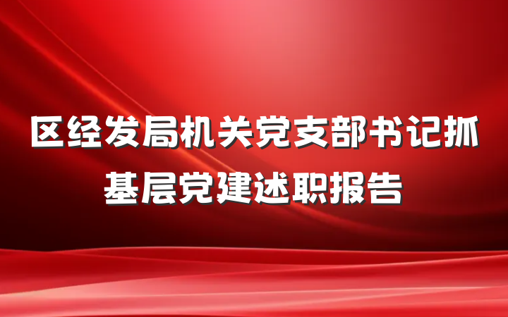 区经发局机关党支部书记抓基层党建述职报告