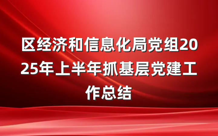 区经济和信息化局党组2025年上半年抓基层党建工作总结