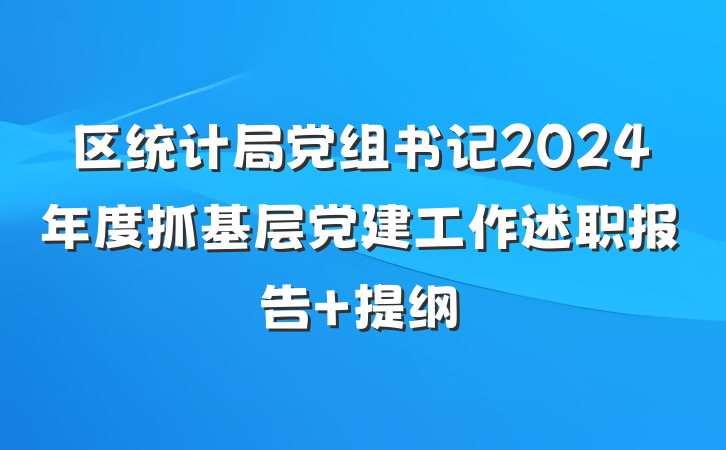 区统计局党组书记2024年度抓基层党建工作述职报告 提纲
