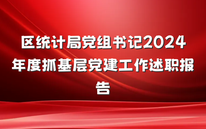 区统计局党组书记2024年度抓基层党建工作述职报告