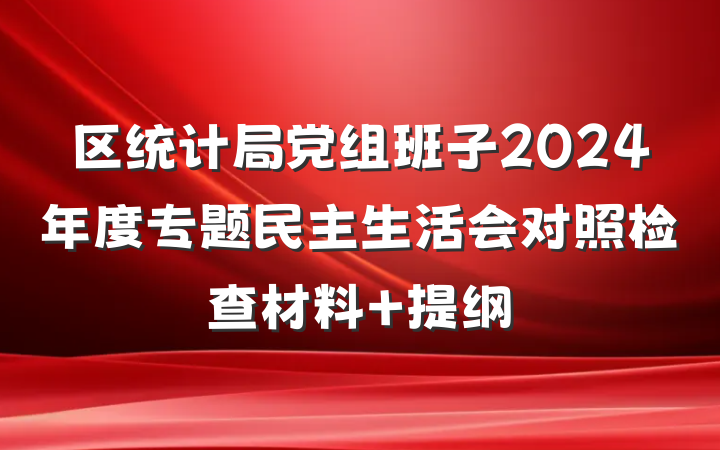 区统计局党组班子2024年度专题民主生活会对照检查材料 提纲