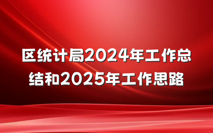 区统计局2024年工作总结和2025年工作思路