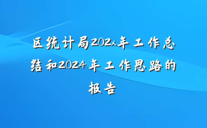 区统计局202x年工作总结和2024年工作思路的报告