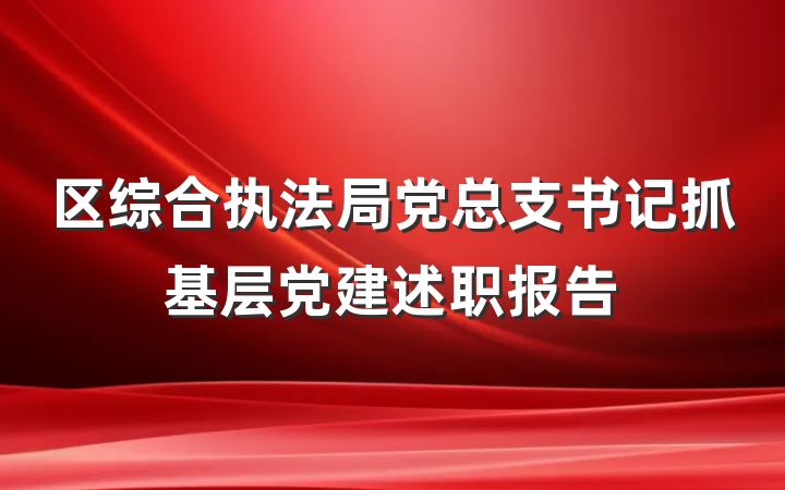 区综合执法局党总支书记抓基层党建述职报告