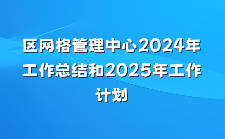 区网格管理中心2024年工作总结和2025年工作计划