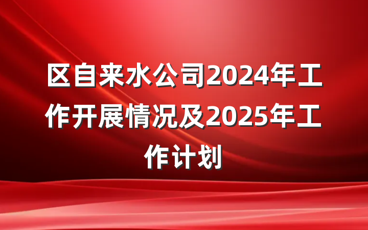 区自来水公司2024年工作开展情况及2025年工作计划