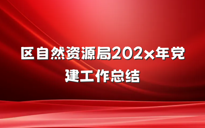 区自然资源局202x年党建工作总结