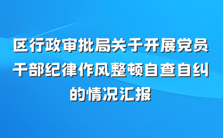 区行政审批局关于开展党员干部纪律作风整顿自查自纠的情况汇报