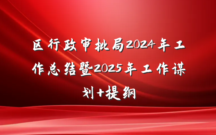 区行政审批局2024年工作总结暨2025年工作谋划 提纲