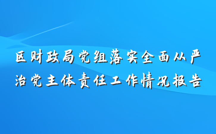 区财政局党组落实全面从严治党主体责任工作情况报告