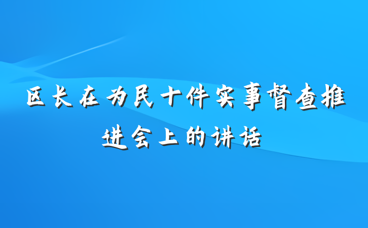 区长在为民十件实事督查推进会上的讲话