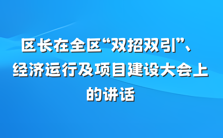 区长在全区“双招双引”、经济运行及项目建设大会上的讲话
