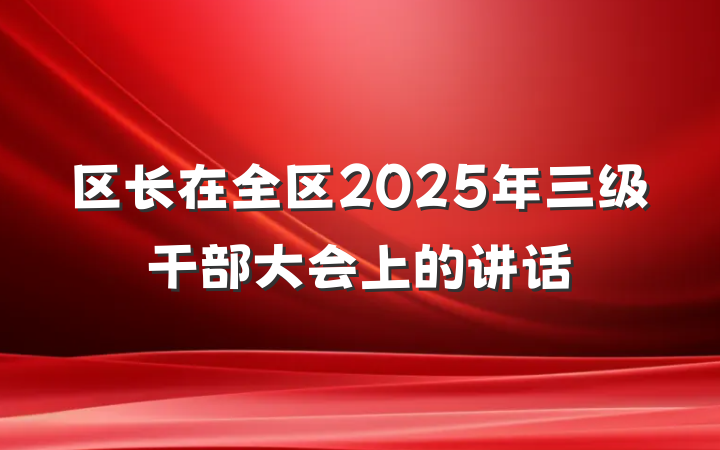 区长在全区2025年三级干部大会上的讲话