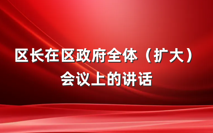 区长在区政府全体（扩大）会议上的讲话