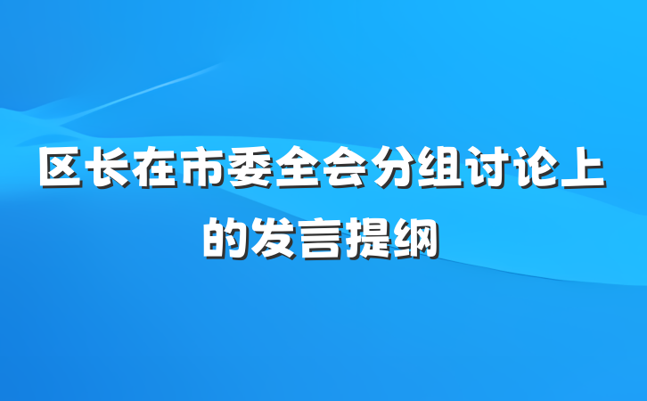 区长在市委全会分组讨论上的发言提纲