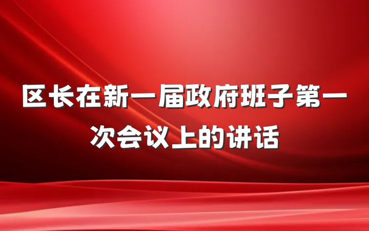 区长在新一届政府班子第一次会议上的讲话