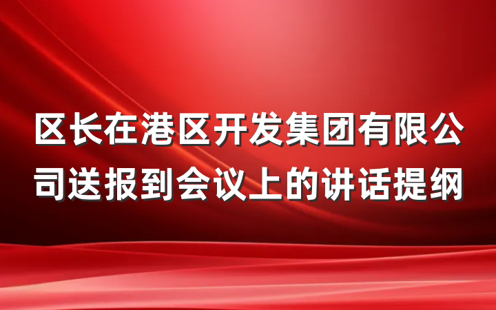 区长在港区开发集团有限公司送报到会议上的讲话提纲