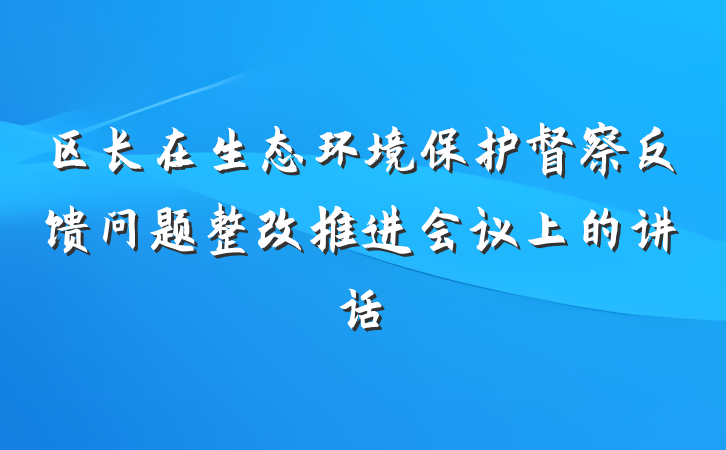 区长在生态环境保护督察反馈问题整改推进会议上的讲话
