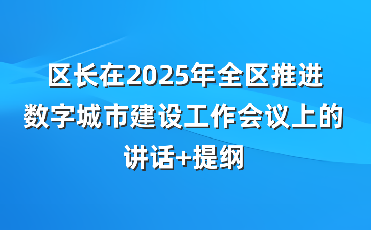 区长在2025年全区推进数字城市建设工作会议上的讲话 提纲