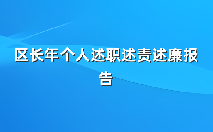区长年个人述职述责述廉报告