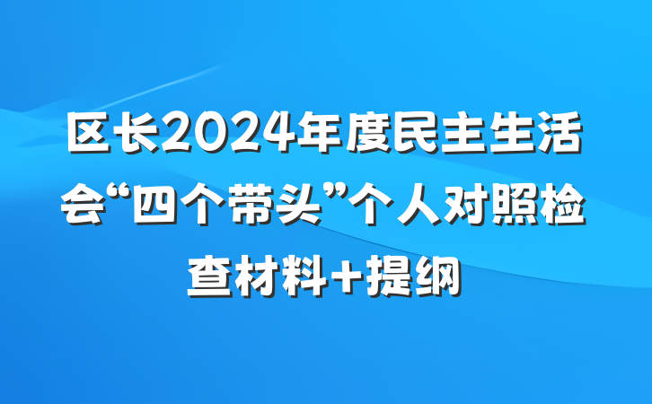 区长2024年度民主生活会“四个带头”个人对照检查材料 提纲