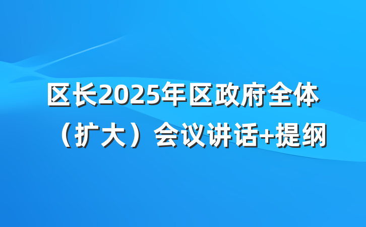 区长2025年区政府全体（扩大）会议讲话 提纲