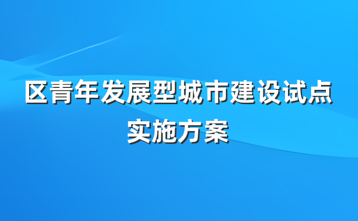 区青年发展型城市建设试点实施方案