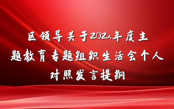 区领导关于202x年度主题教育专题组织生活会个人对照发言提纲