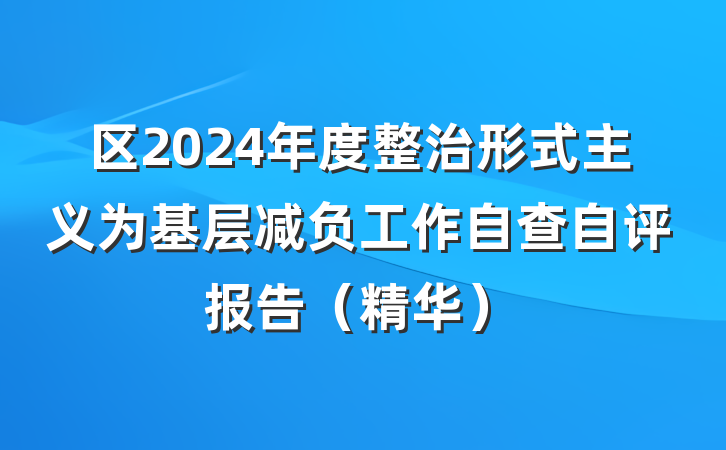 区2024年度整治形式主义为基层减负工作自查自评报告（精华）