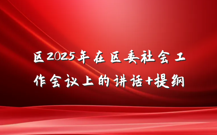 区2025年在区委社会工作会议上的讲话 提纲