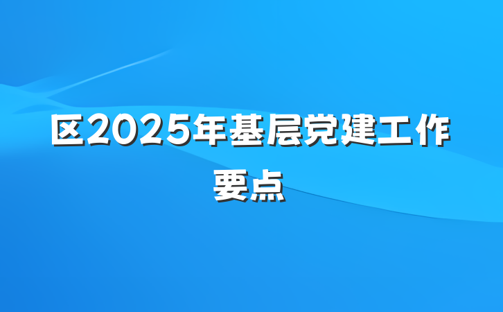 区2025年基层党建工作要点