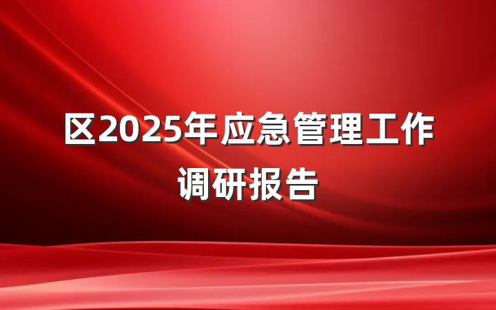 区2025年应急管理工作调研报告