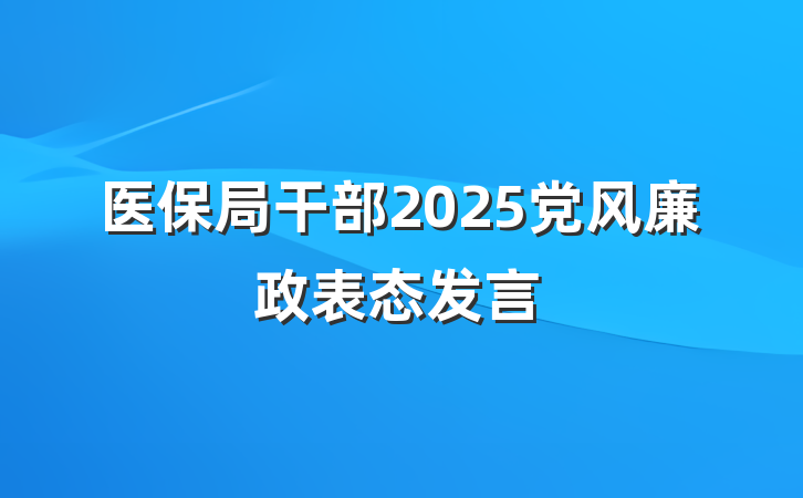 医保局干部2025党风廉政表态发言