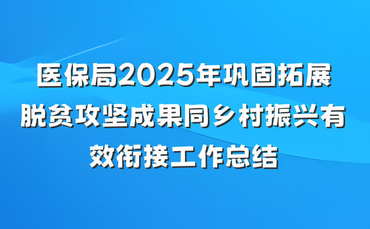 医保局2025年巩固拓展脱贫攻坚成果同乡村振兴有效衔接工作总结
