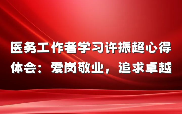 医务工作者学习许振超心得体会：爱岗敬业，追求卓越