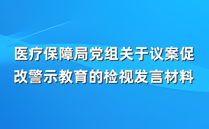 医疗保障局党组关于议案促改警示教育的检视发言材料