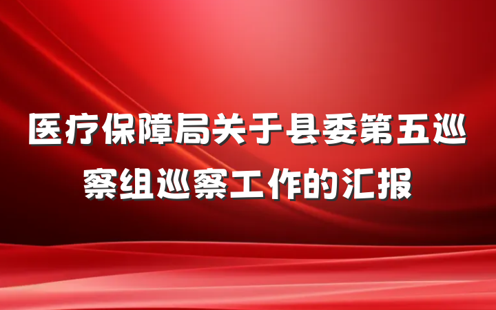 医疗保障局关于县委第五巡察组巡察工作的汇报