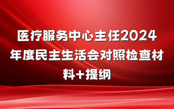 医疗服务中心主任2024年度民主生活会对照检查材料 提纲