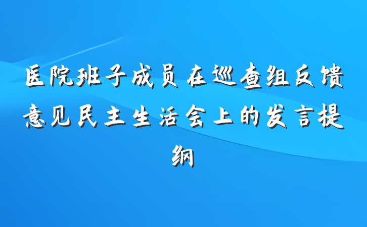 医院班子成员在巡查组反馈意见民主生活会上的发言提纲