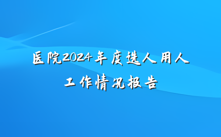 医院2024年度选人用人工作情况报告