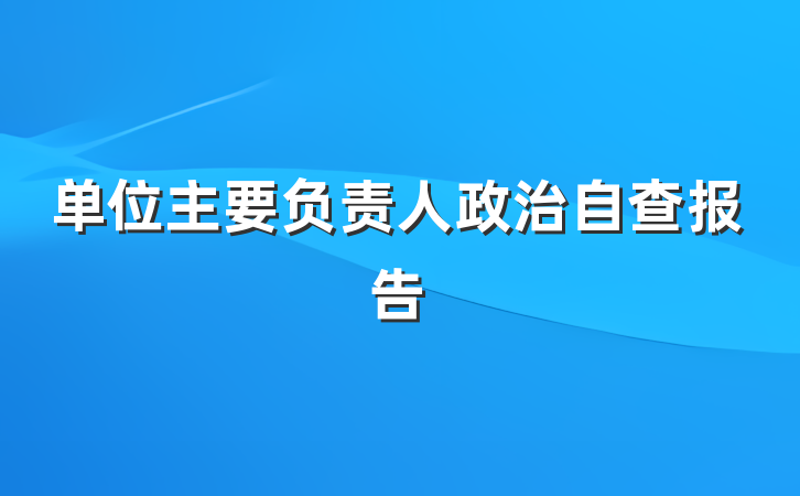 单位主要负责人政治自查报告