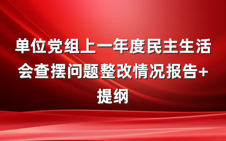 单位党组上一年度民主生活会查摆问题整改情况报告 提纲