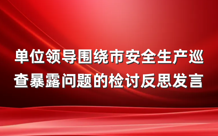 单位领导围绕市安全生产巡查暴露问题的检讨反思发言