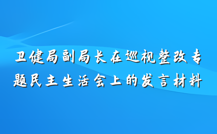 卫健局副局长在巡视整改专题民主生活会上的发言材料
