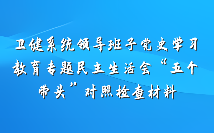 卫健系统领导班子党史学习教育专题民主生活会“五个带头”对照检查材料
